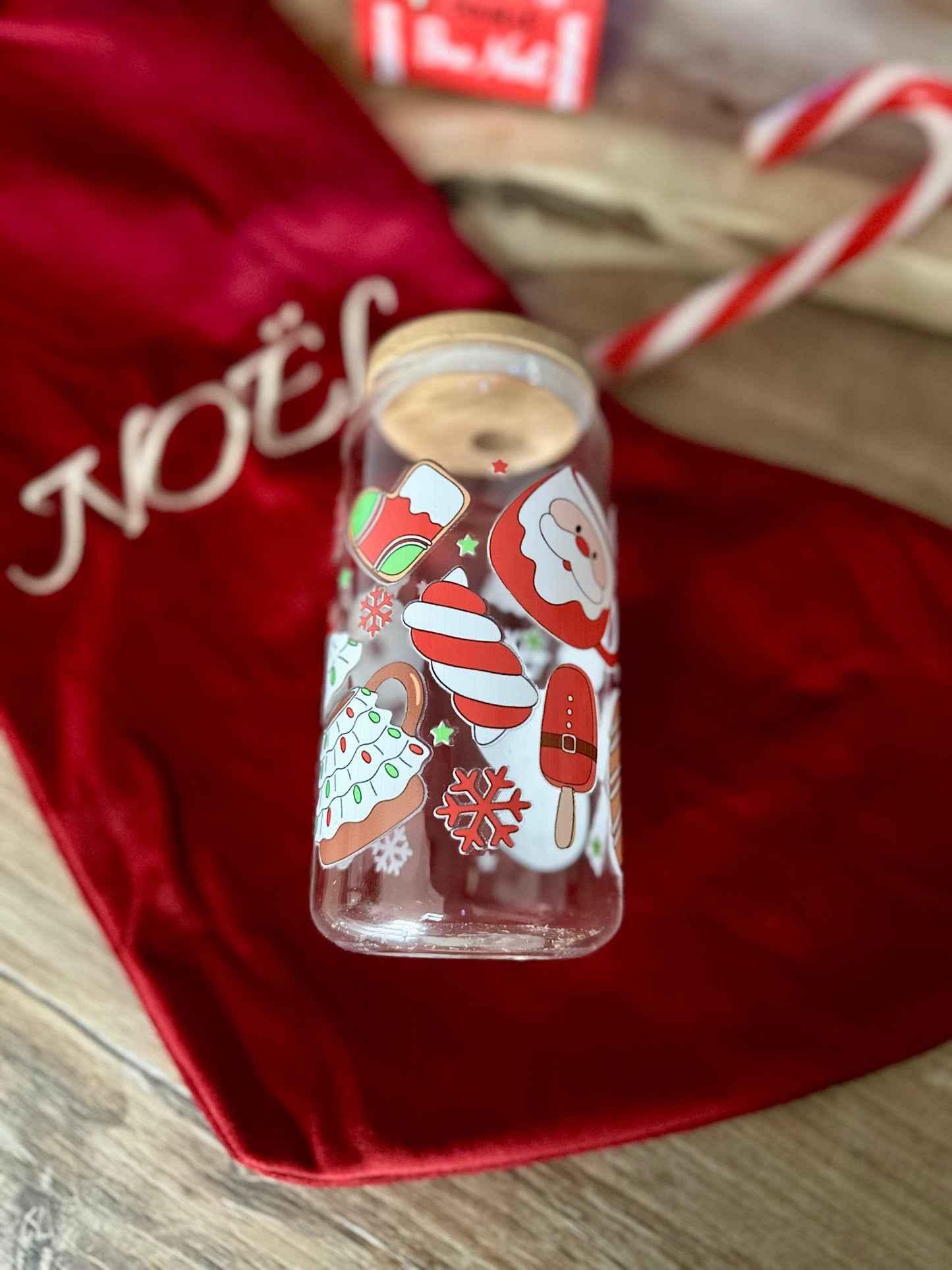 đ Verre canette â Santa & Candy Canes