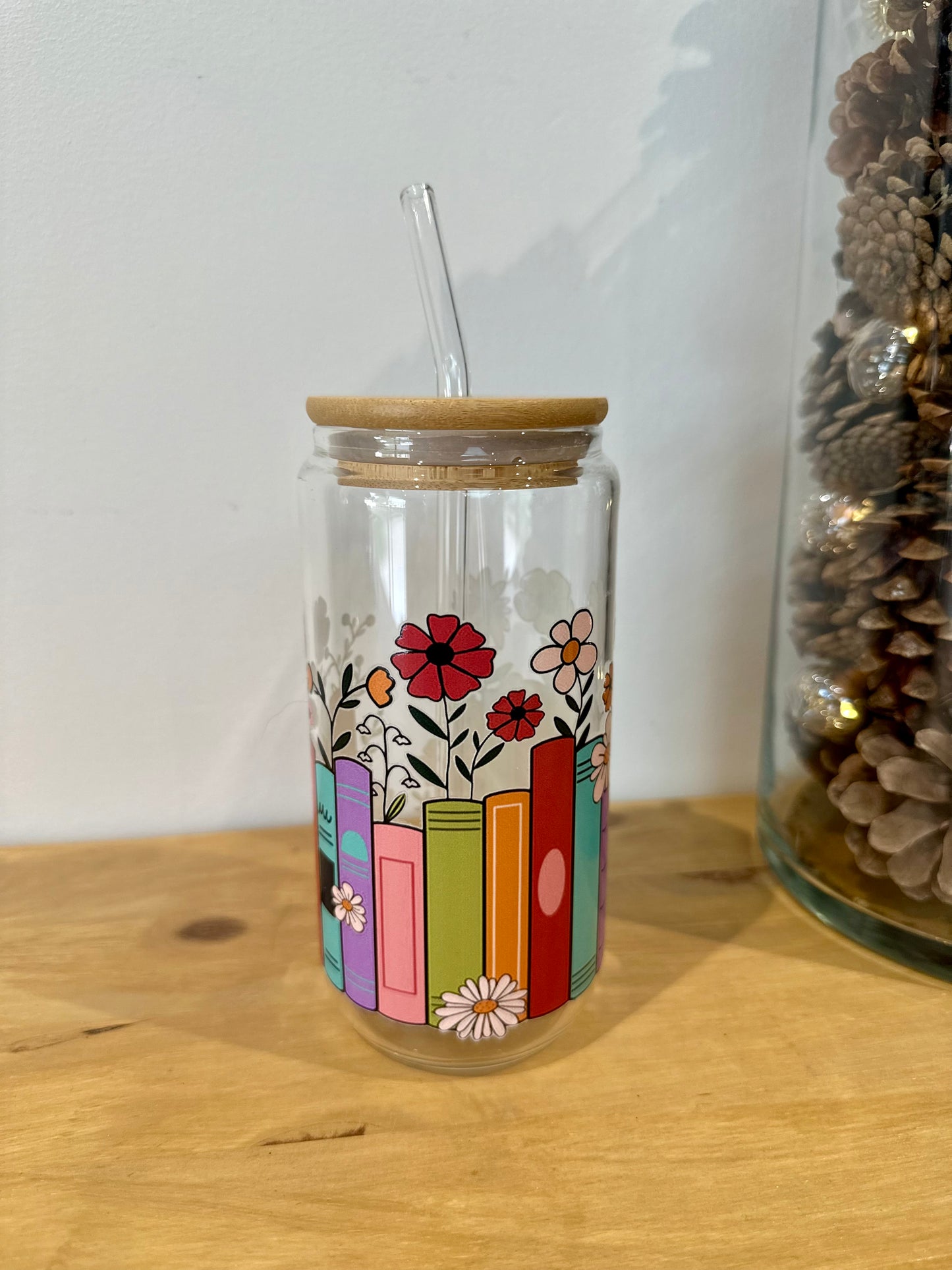 Glass cup - books