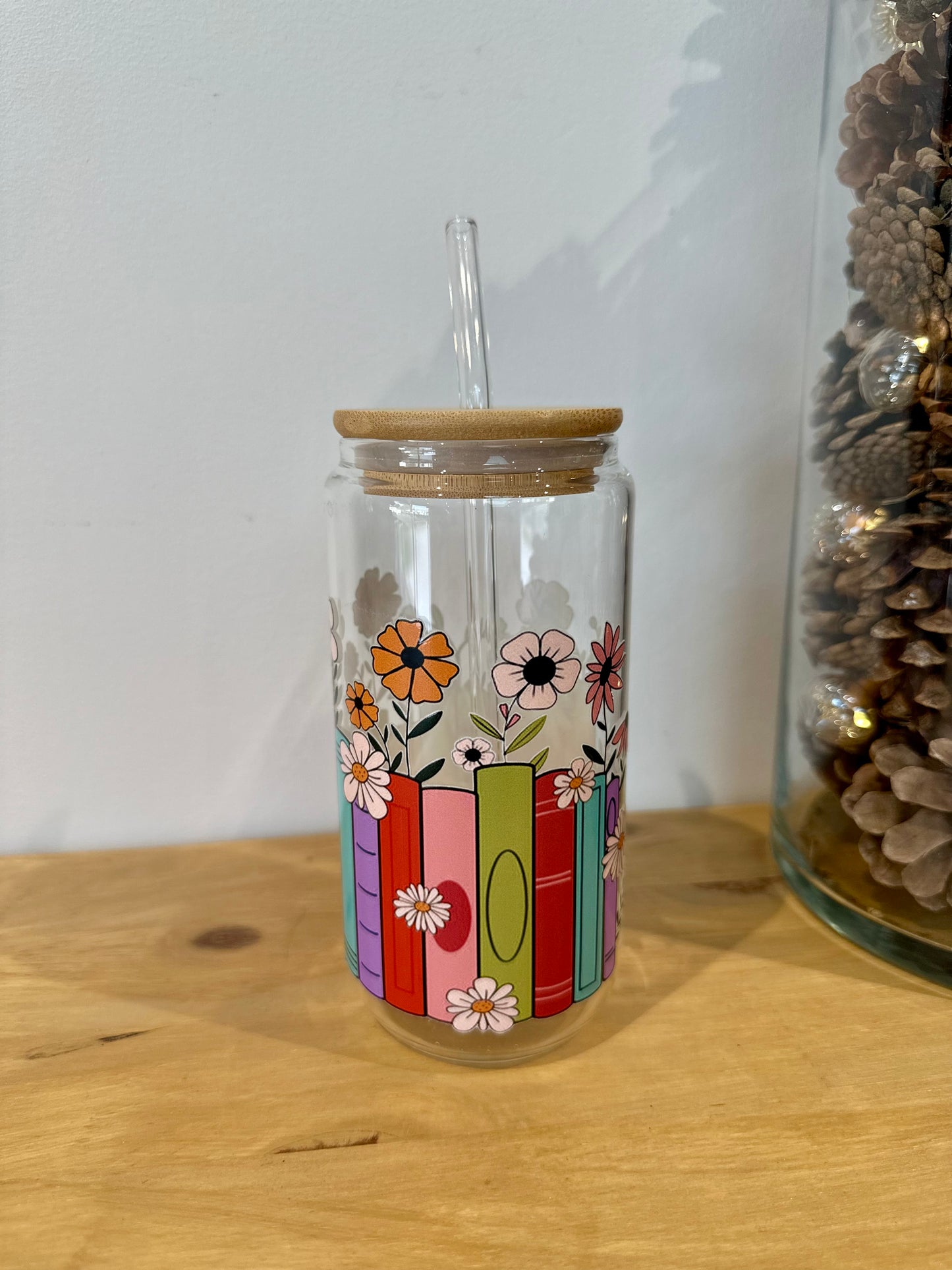 Glass cup - books