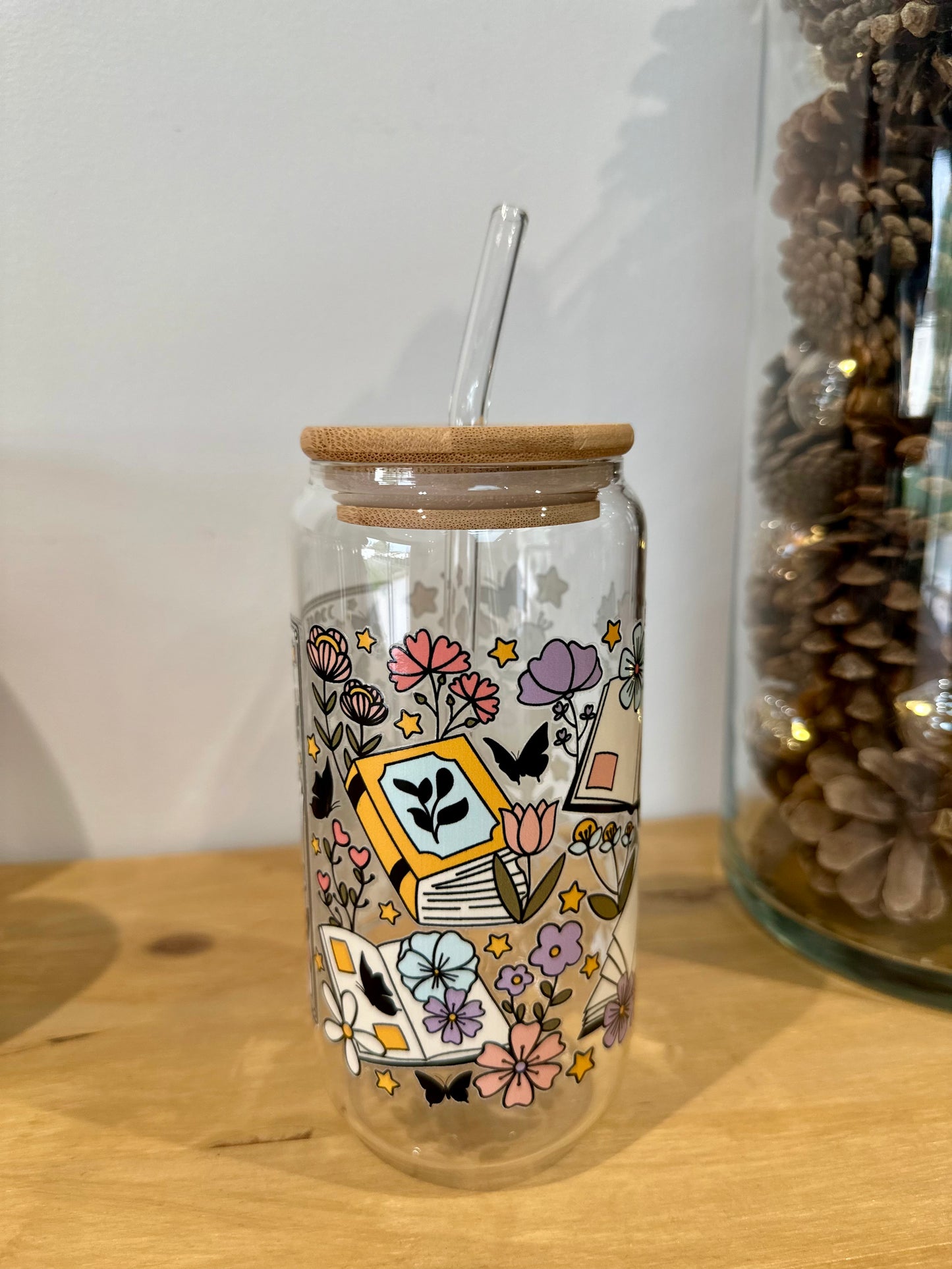 Glass cup - books