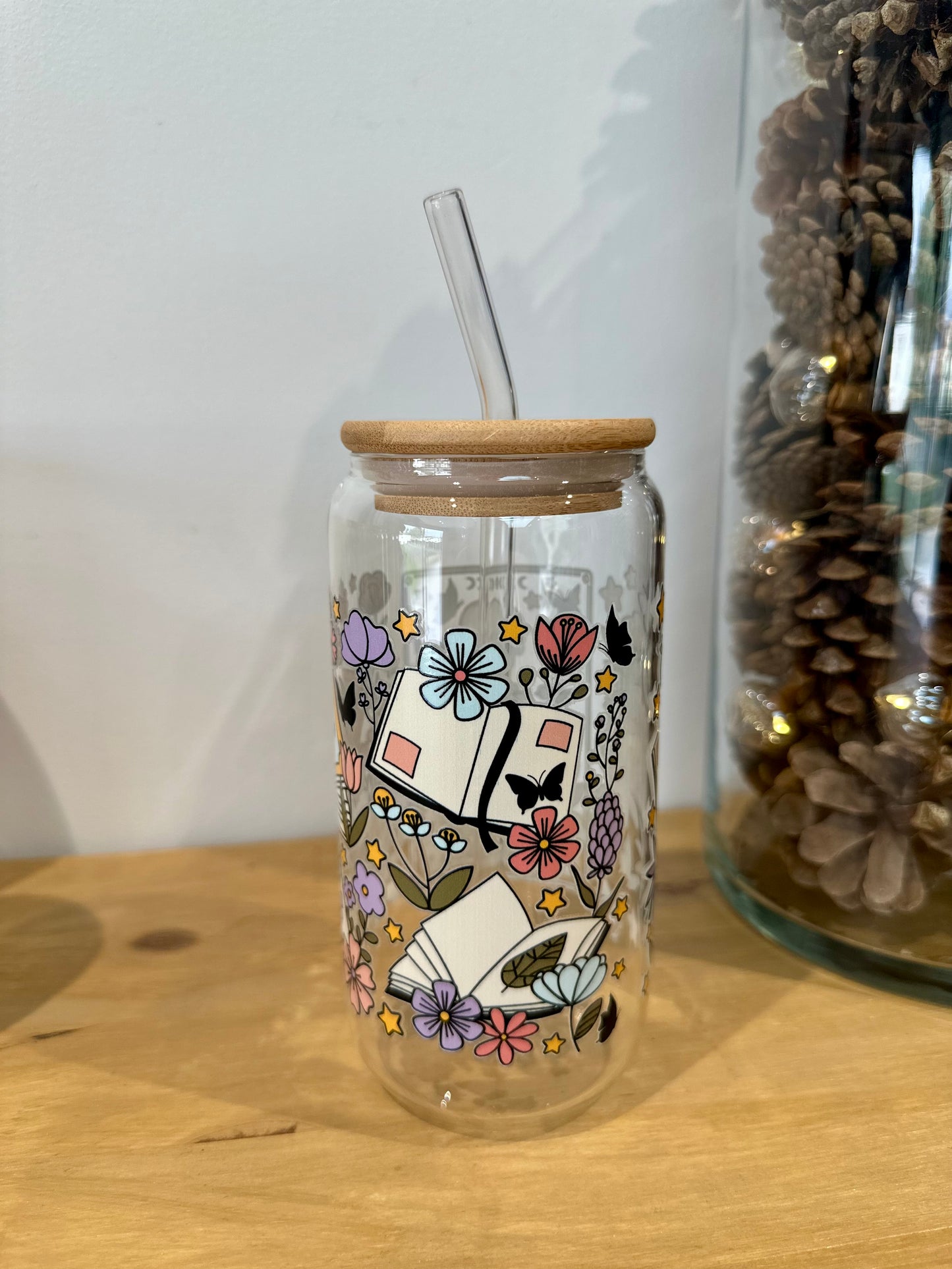 Glass cup - books