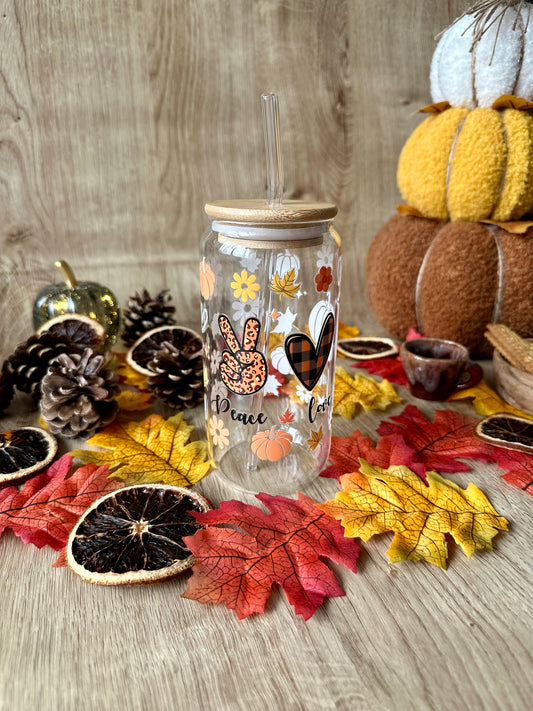 🍁 Verre canette - “Peace Love Fall”
