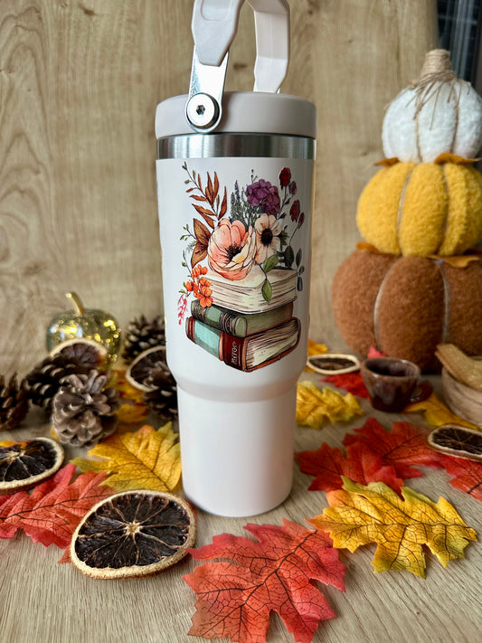 📚🌸 Tumbler isotherme – Just a girl who loves books