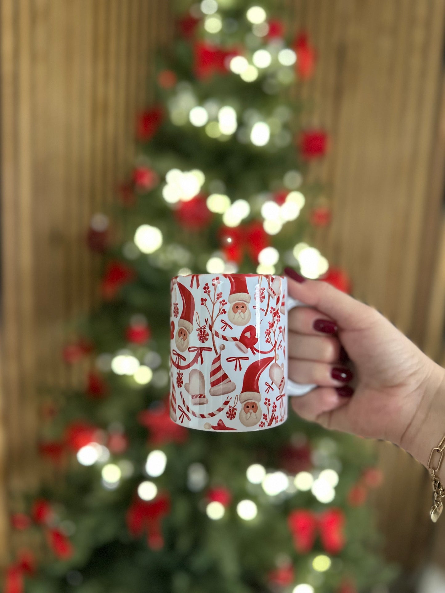🎅 Mug Père Noël Rétro – rouge doux & petits détails festifs