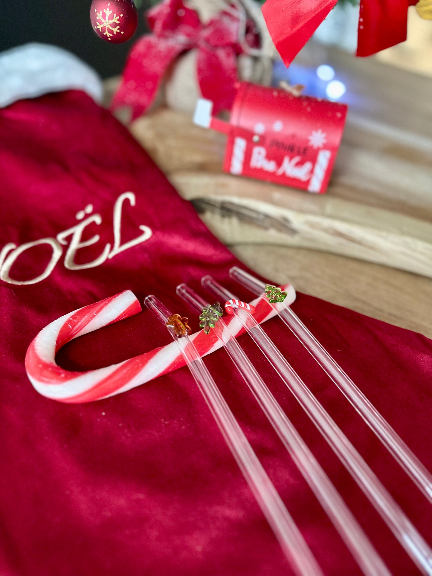 🥤 Pailles en verre “Mini Noël”