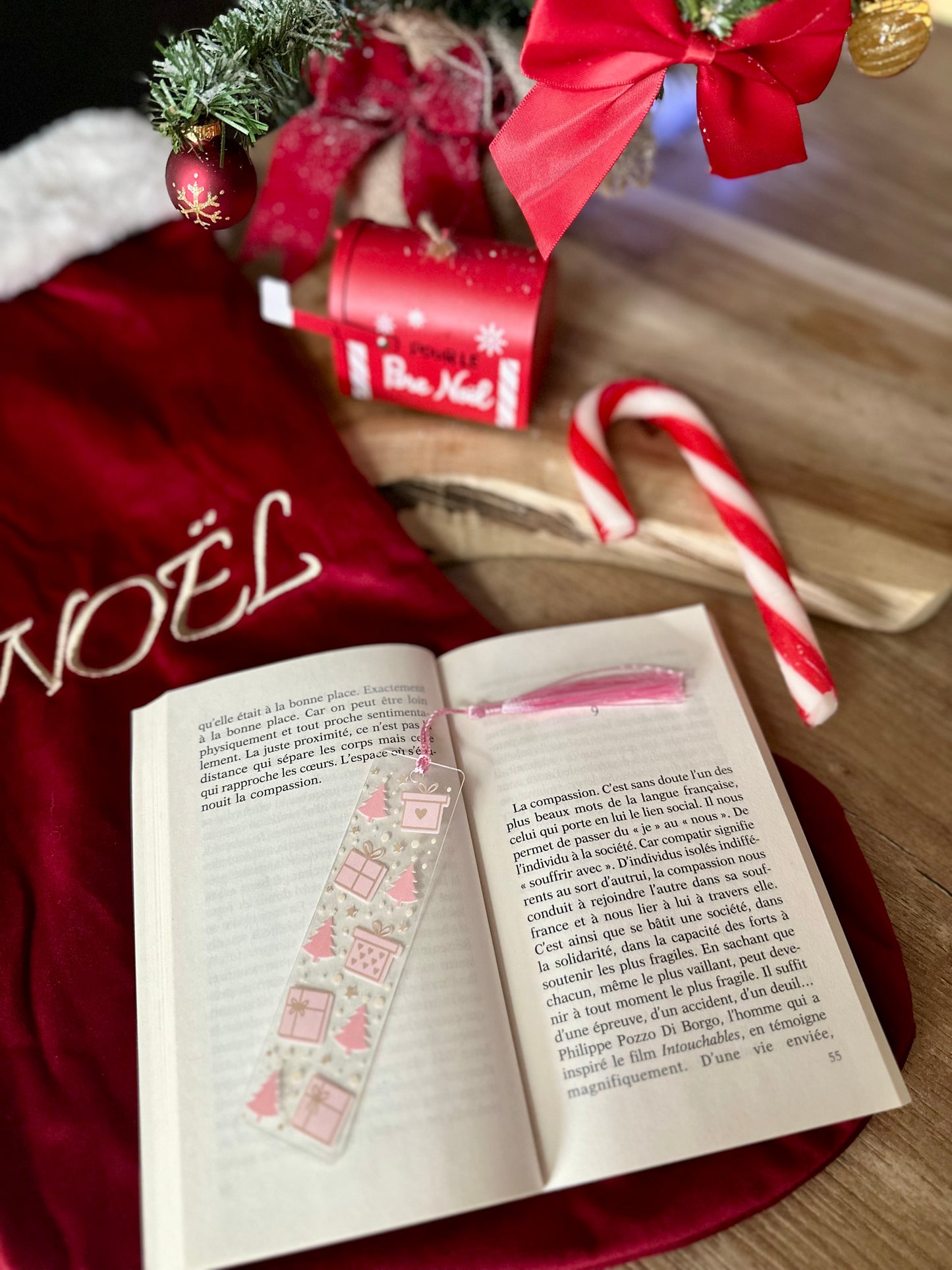 📚 Marque-page - Noël Doux Rose