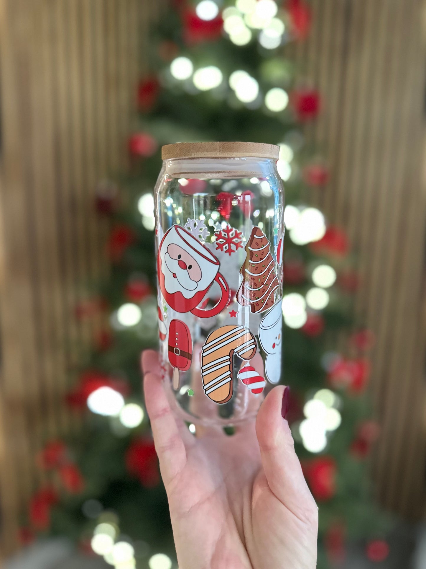 🌟 Verre canette – Santa & Candy Canes