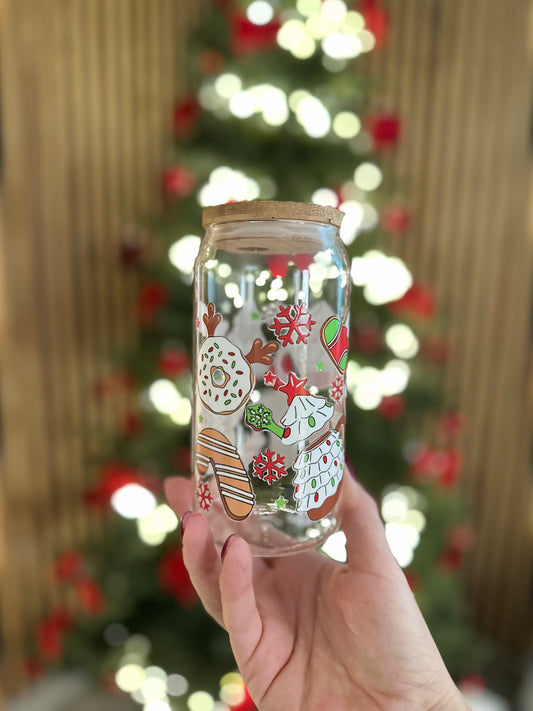 🌟 Verre canette – Santa & Candy Canes