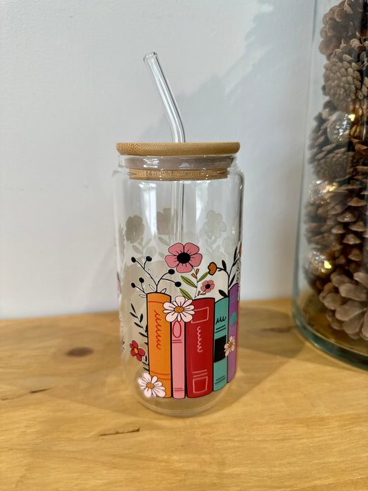 Glass cup - books