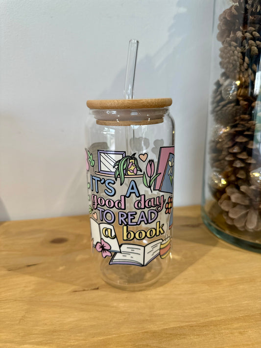 Glass cup - books