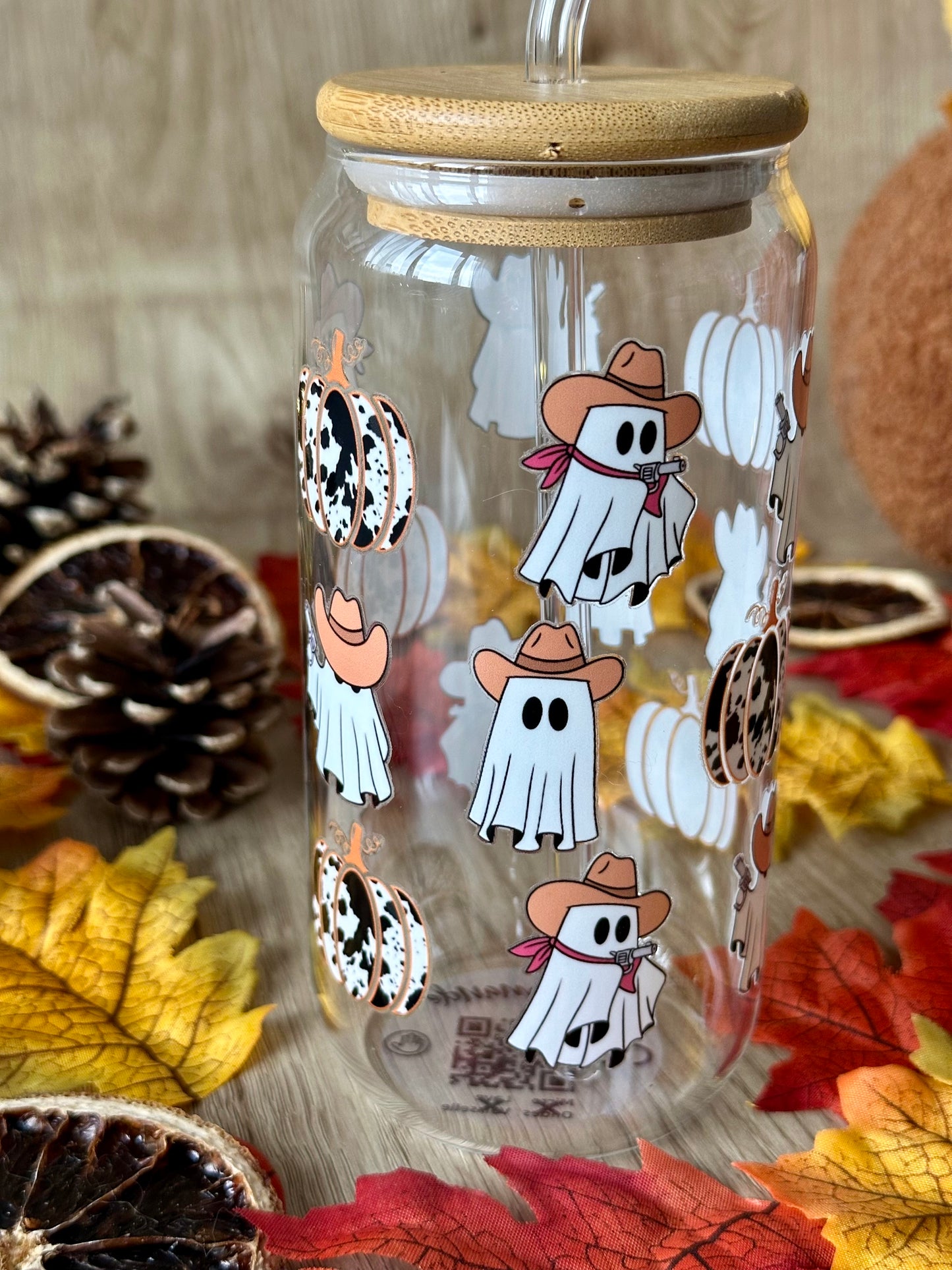 🤠👻 Verre canette – Fantômes cowboys & citrouilles
