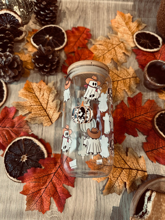 🤠👻 Verre canette – Fantômes cowboys & citrouilles